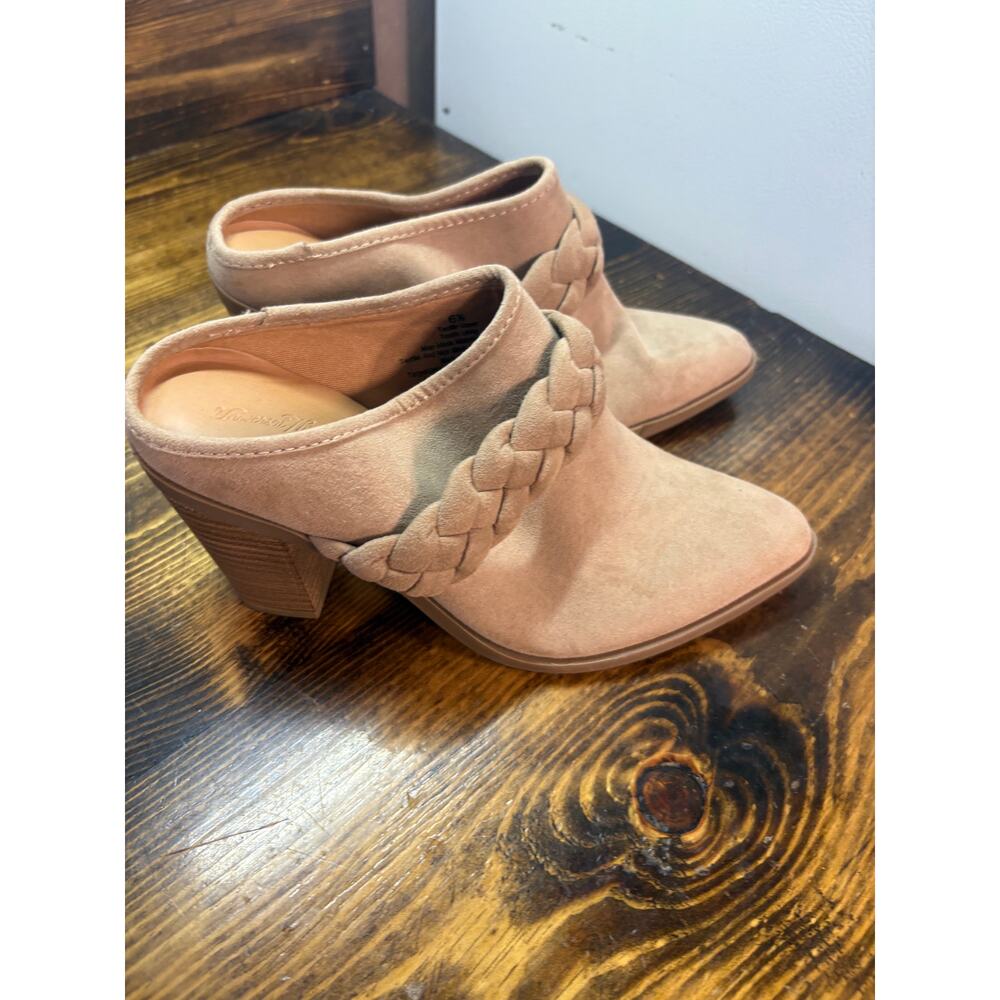Universal Thread Tan Braided Strap Heeled Mule Size 6.5